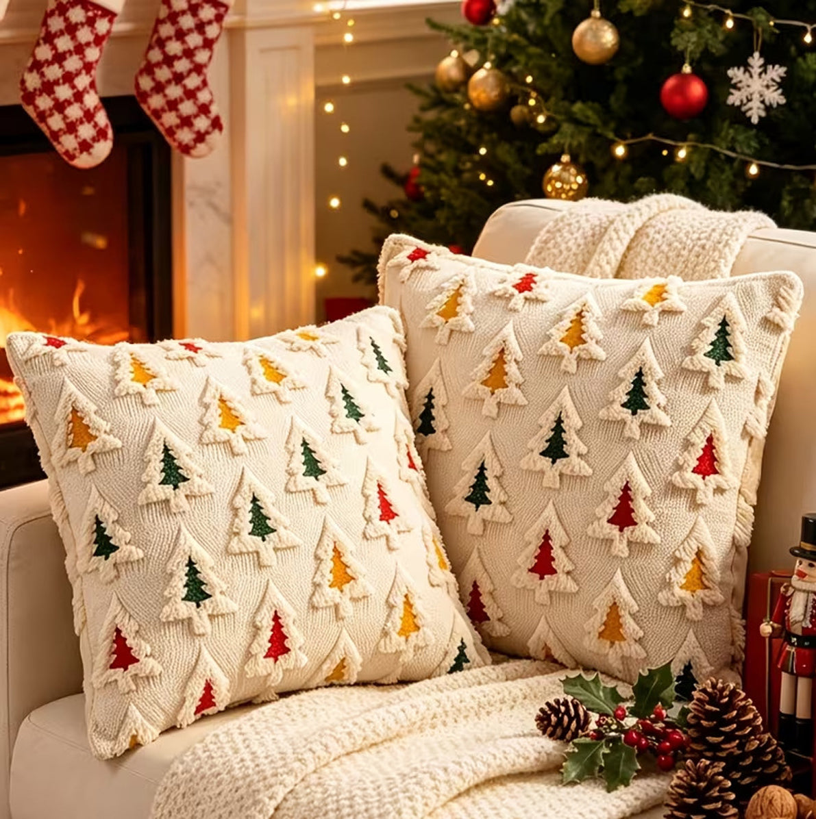 2 Pack 45x45cm Polyester Christmas Decorative Throw Pillow Covers - Mixed Color