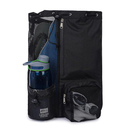 Drawstring Swim Bag Mesh Backpack with Wet Pocket for Swimming  Gym Workout Black