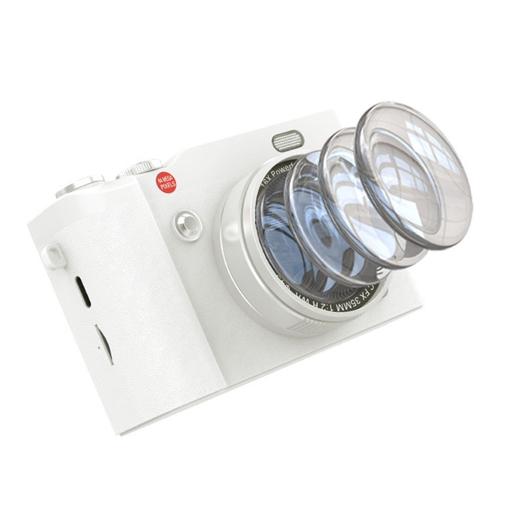 4K 64MP Vlogging Camera with Flip Screen & 16X Digital Zoom White