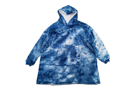 Wearable Blanket Hoodie Cozy Warm Fleece Sherpa Blanket-blue