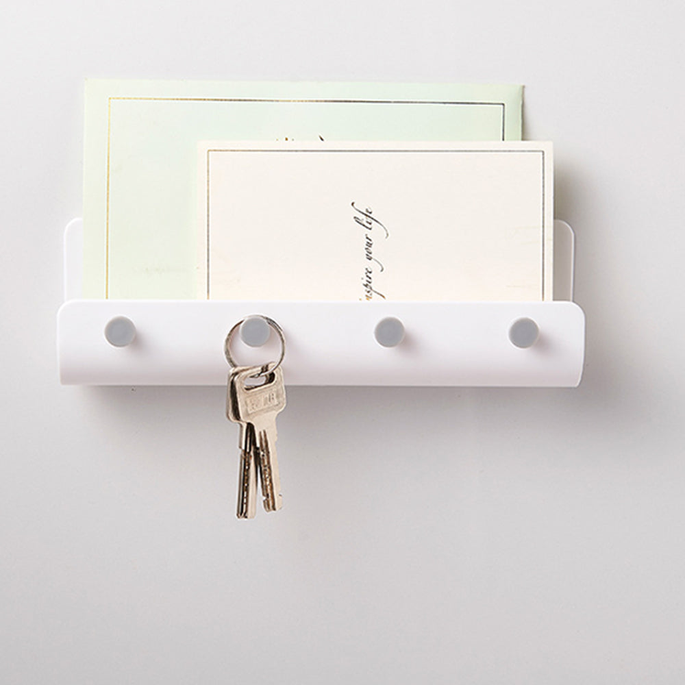 Punching Free Wall Mount Key Holder Key Hook Door Hanger Key Storage Rack White