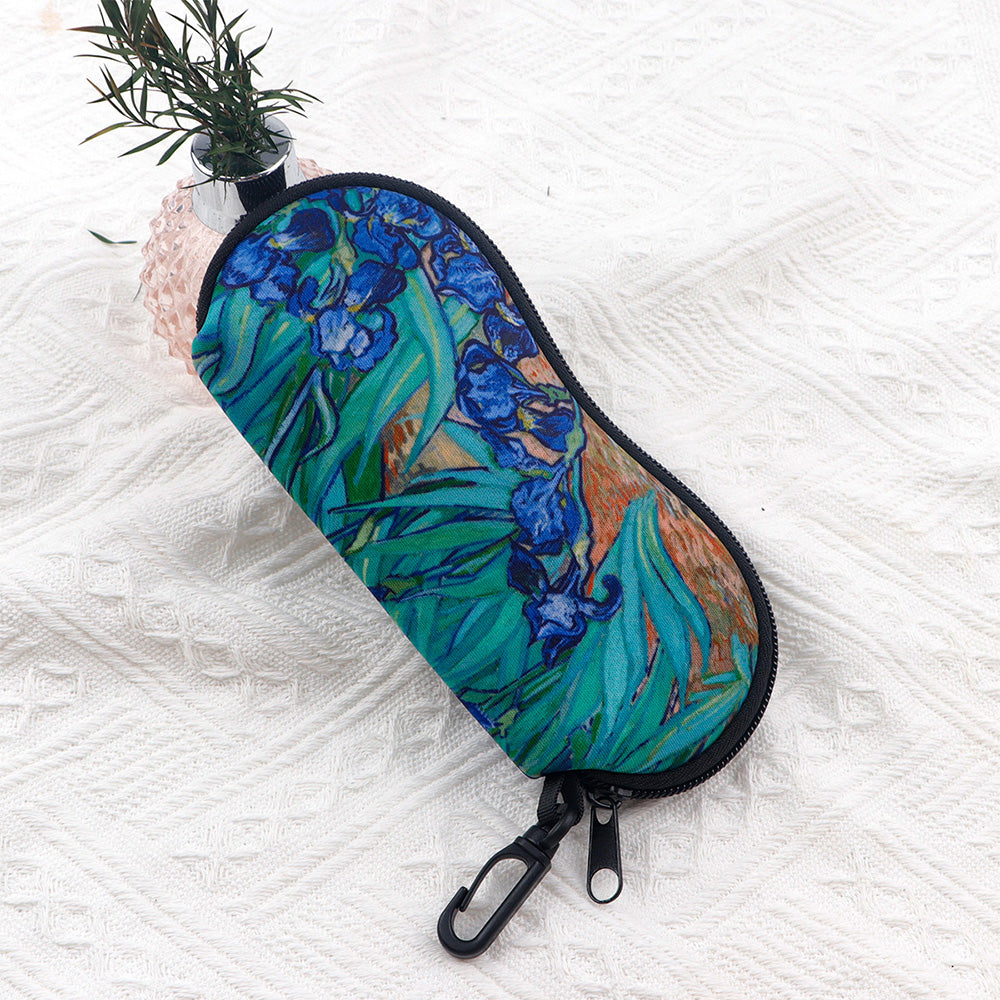 Glasses Case Scratch-Resistant Zipper Sunglasses Pouch for Travel-Green