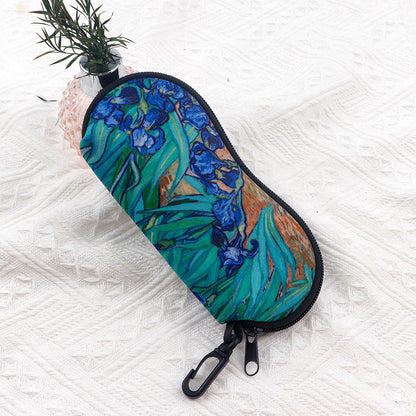 Glasses Case Scratch-Resistant Zipper Sunglasses Pouch for Travel-Green