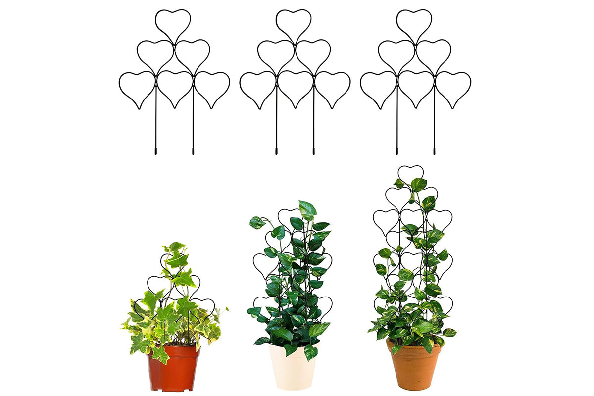 Plant Trellis for Climbing Plants Black Heart Metal Stackable Garden Trellis for Vine Ivy Flower Potted Plants