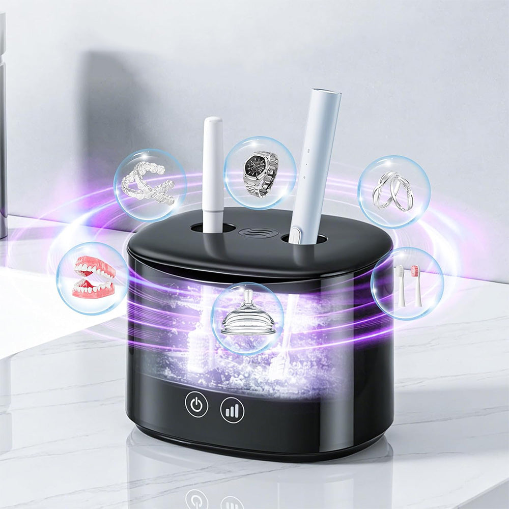 55kHz 350ml Ultrasonic Cleaner with Blue Light 3 Modes - Black