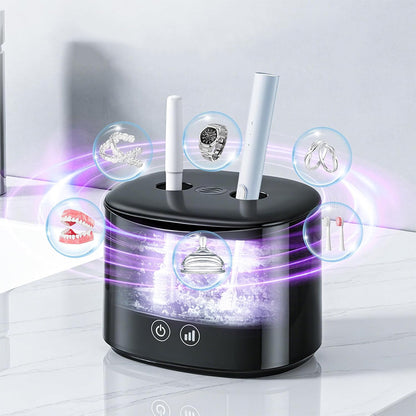 55kHz 350ml Ultrasonic Cleaner with Blue Light 3 Modes - Black