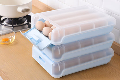 Automatic Scrolling Egg Storage Box Removable Egg Dispenser-Blue
