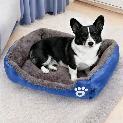 Soft Winter Semi-Enclosed Pet Bed Mat with Raised Edges-Royal Blue
