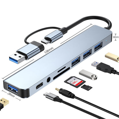 8-in-1USB-C HUB Multiport Adapter SD/TF Card Reader for Laptop Desktop