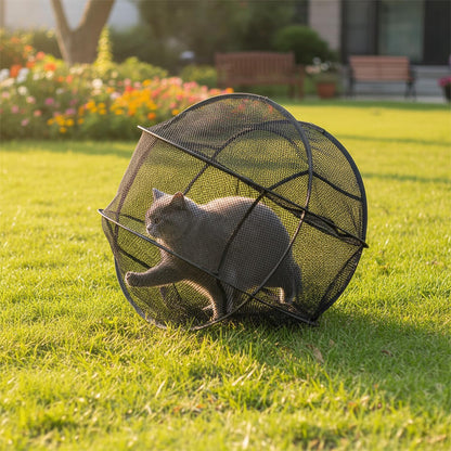 Cat Hamster Ball for Outside Rolling Cat Enclosure Pop Up Playpen - Black
