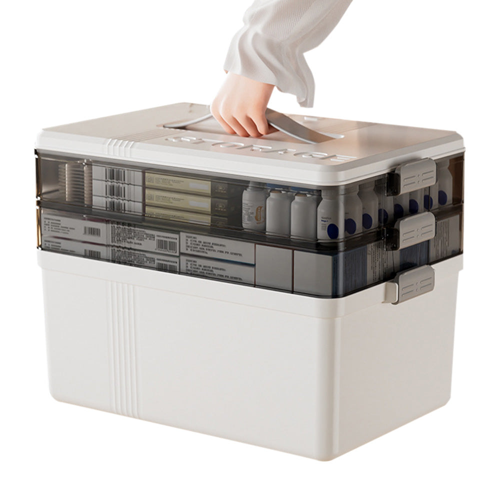 3-Tier Portable Medicine Storage Box Large Capacity First Aid Cabinet for Home
