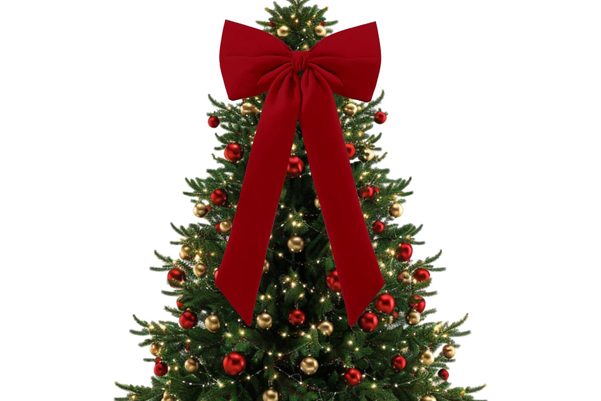 Large Christmas Bow Decoration Velvet Hanging Ornament for Tree Wall Door Decor