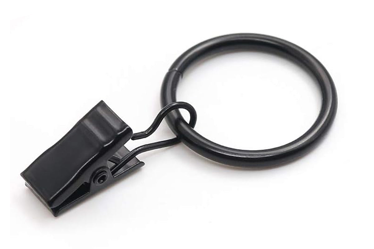 18-Pack Metal Curtain Rings Clips 4.0mm Wire 50mm Inner Diameter-Black
