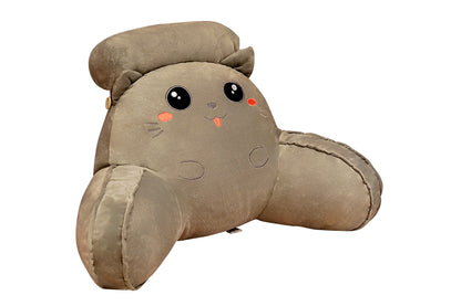 Backrest Reading Pillow Lumbar Support Chair Cushion Back Rest With Arms-Grey