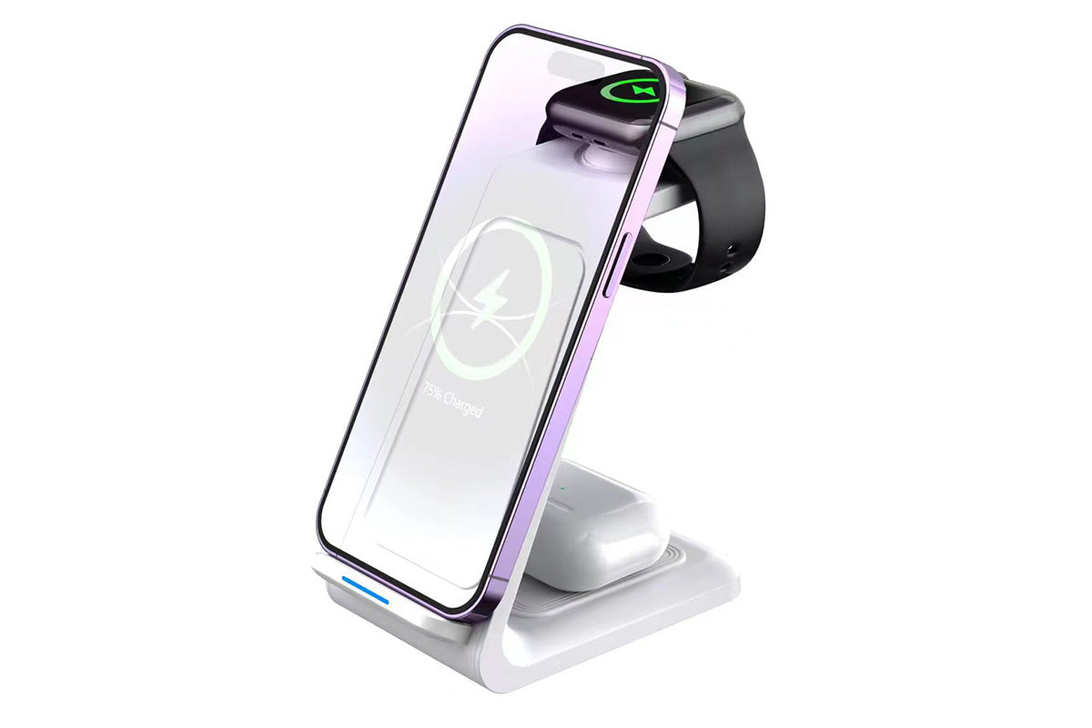 3 in 1 Wireless Charger Dock Charging Station - White