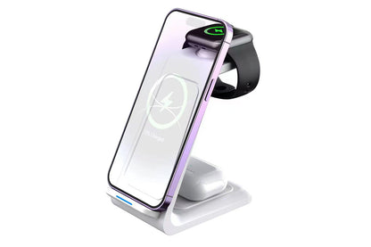 3 in 1 Wireless Charger Dock Charging Station - White