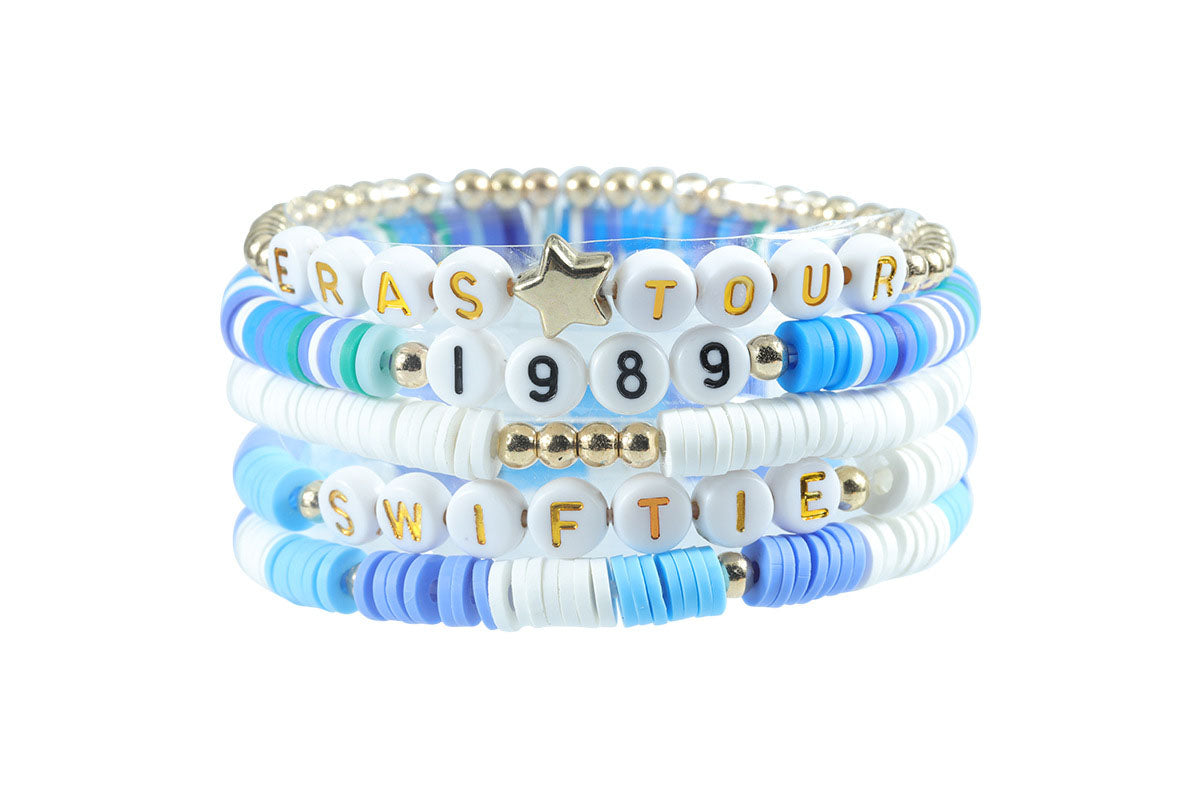 2Pcs Bracelets Set Mid Friendship Inspired Jewelry Gifts For Girls Concert Fans Bracelet-Blue And Purple