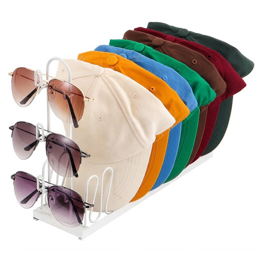 2 Piece Metal Hat Organizer Racks for 8 Caps and 3 Glasses Each