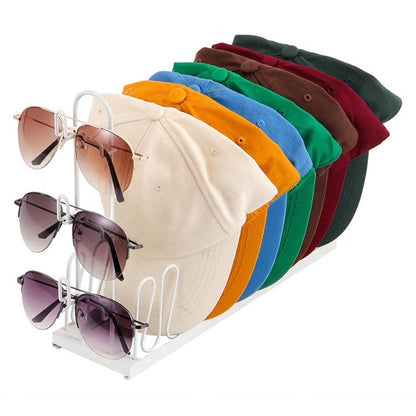 2 Piece Metal Hat Organizer Racks for 8 Caps and 3 Glasses Each