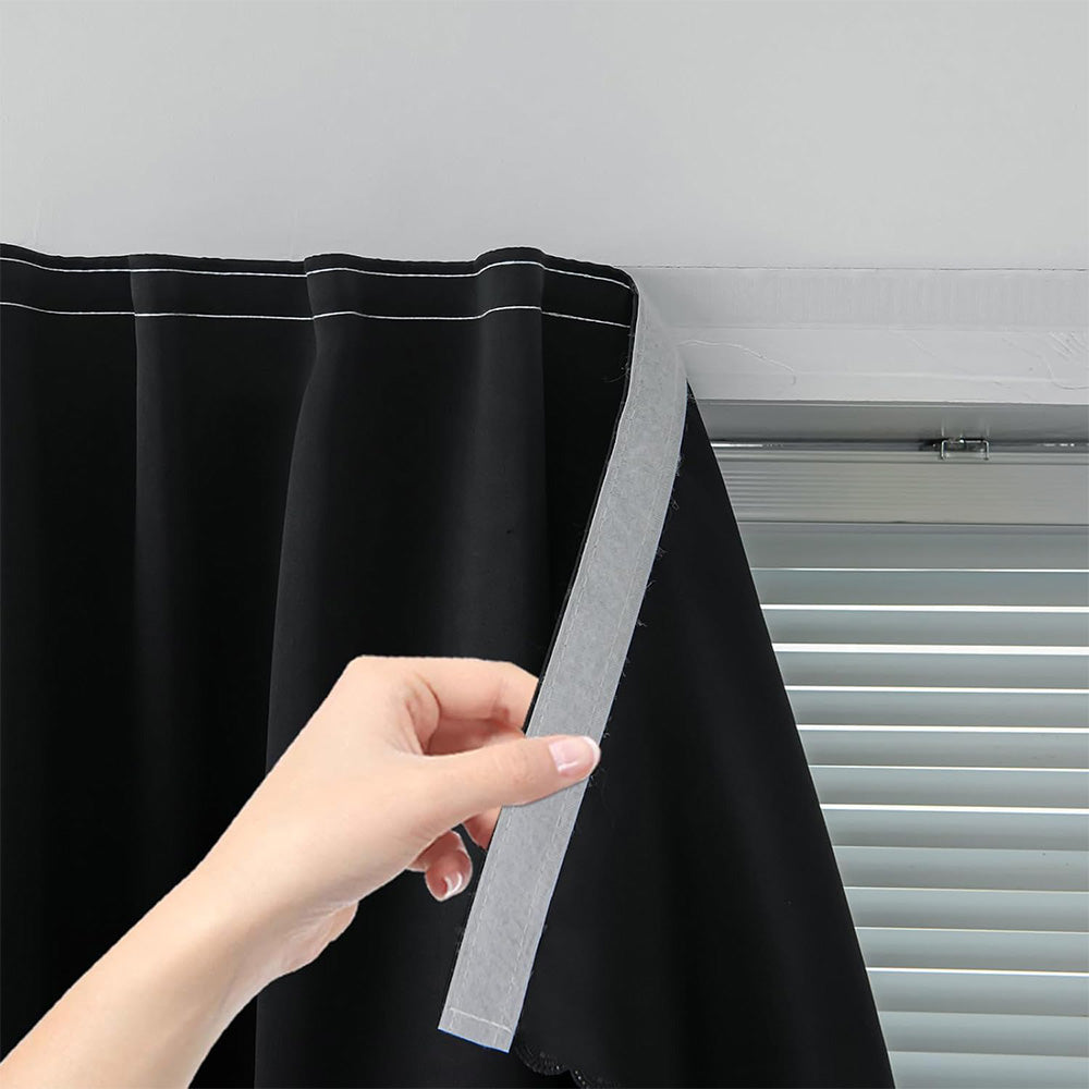 No Drill Adhesive Blackout Curtains -Black