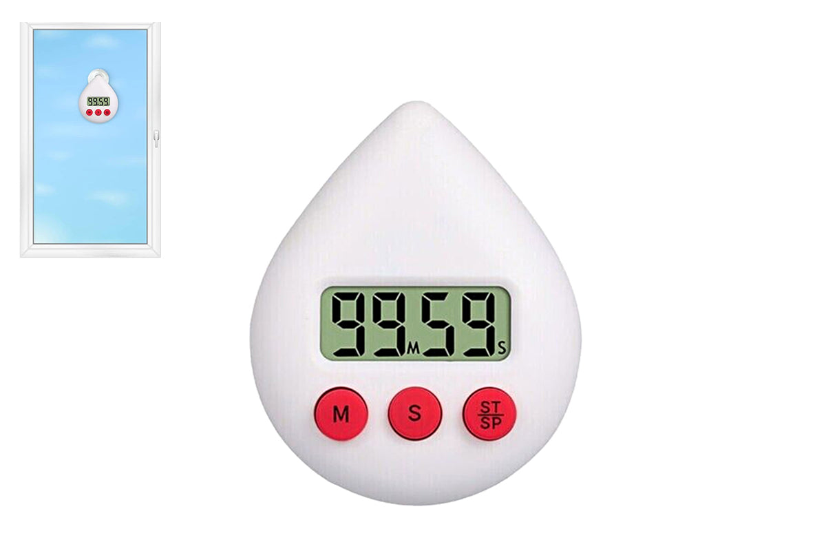 Waterproof Digital Shower Timer with Alarm and Suction Cup - White
