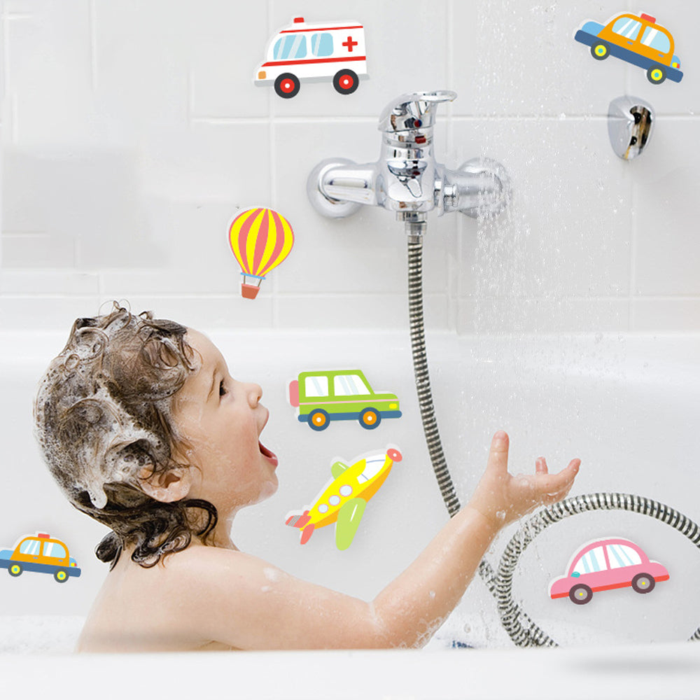 15Pcs Set DIY Cartoon Transportation Stickers Kid Bath Toys