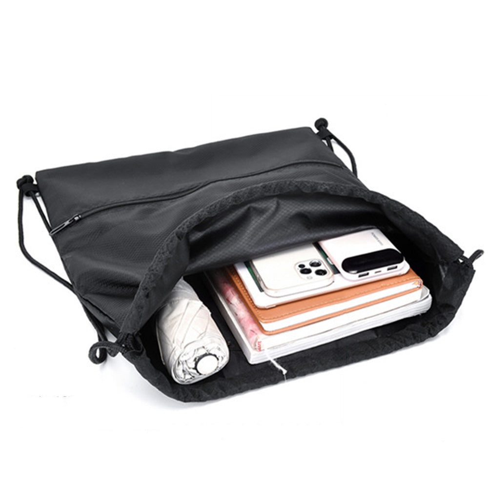 Drawstring Backpack Bag Portable Gym Backpack - Black
