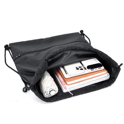 Drawstring Backpack Bag Portable Gym Backpack - Black