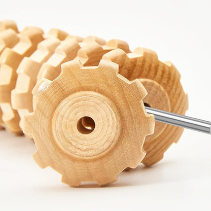 Wooden Curved 12 Roller Massage Stick Handheld Massage Tool For Legs And Thighs
