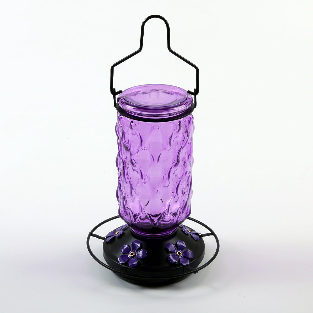 Stained Glass Hummingbird Feeder Wide Mouth Garden Decor-Purple