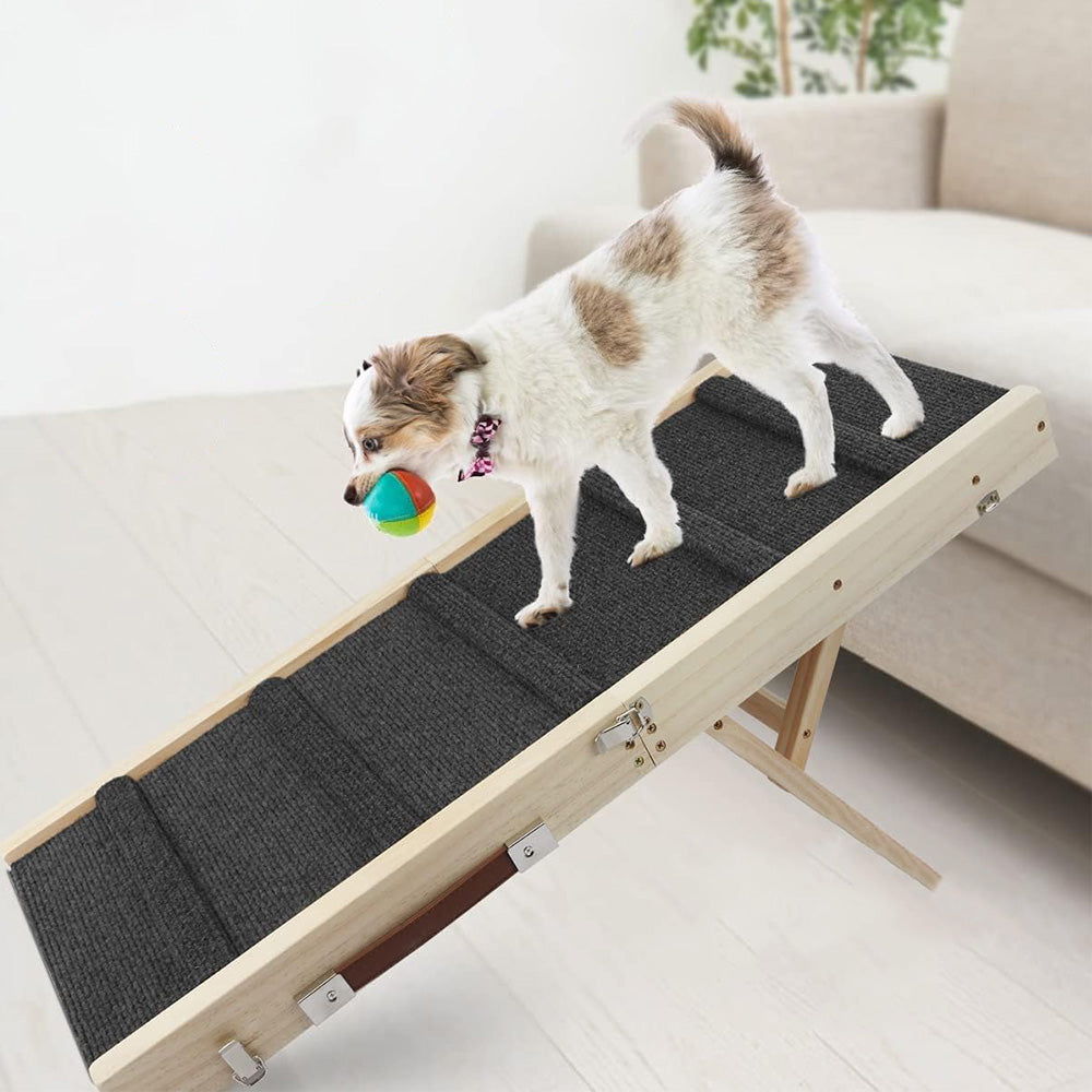 Foldable Adjustable Dog Ramp ¨C For Couch and Bed with Non-Slip Carpet Surface