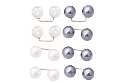 8Pcs Brooches Anti-Reveal Neckline Double Headed Artificial Pearl Curved Pin-ST4