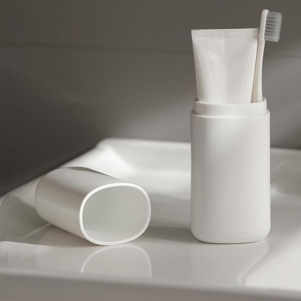 Portable 180 ml Travel Toothbrush Holder and Rinse Cup-White