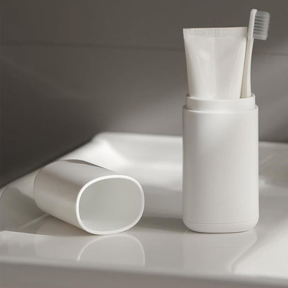 Portable 180 ml Travel Toothbrush Holder and Rinse Cup-White