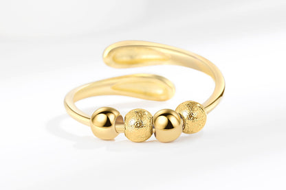 Anxiety Ring for Women Adjustable Fidget Spinner Ring with Beads -Gold