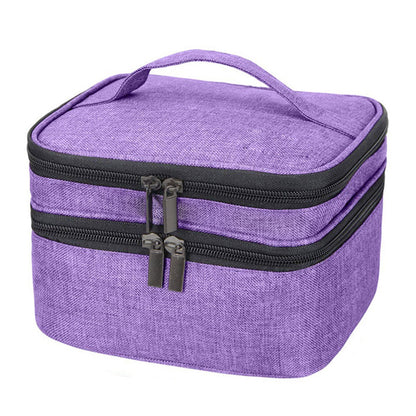 Nail Varnish Storage Bag Double-layer Nail Polish Carrying Bag Portable Organizer Bag Travel Storage Bag for Essential Oil -Purple