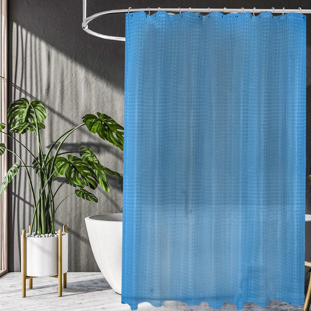 PEVA Thickened Shower Curtain Liner 180x180cm with Rustproof Grommets and Hooks-Blue