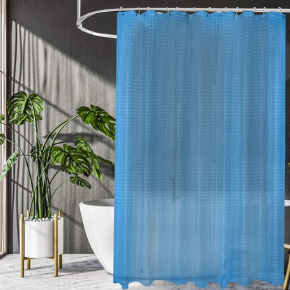 PEVA Thickened Shower Curtain Liner 180x180cm with Rustproof Grommets and Hooks-Blue