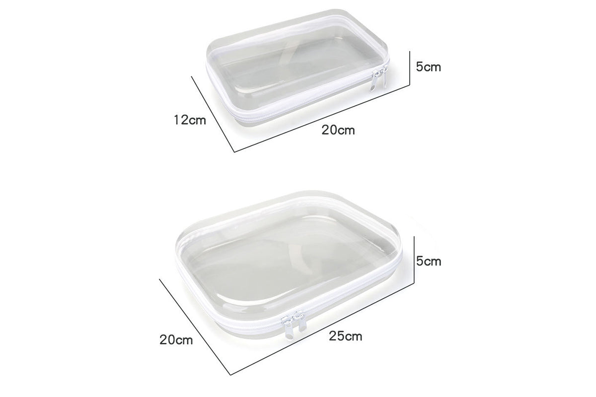 3Pcs Clear Hard Shell Zipper Case Waterproof Cosmetic Bag for Painting Brushes Toys