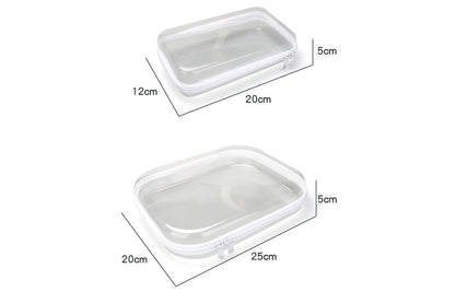3Pcs Clear Hard Shell Zipper Case Waterproof Cosmetic Bag for Painting Brushes Toys