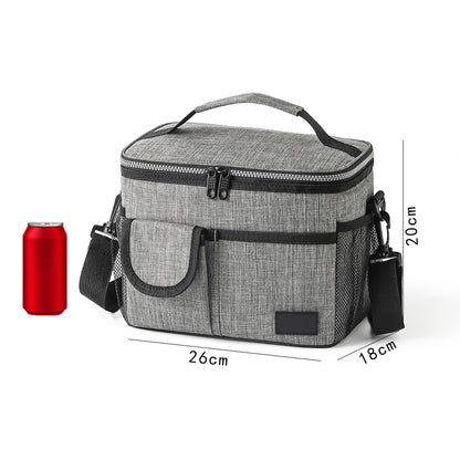 Insulated Lunch Bag Large Capacity with Shoulder Strap-Grey