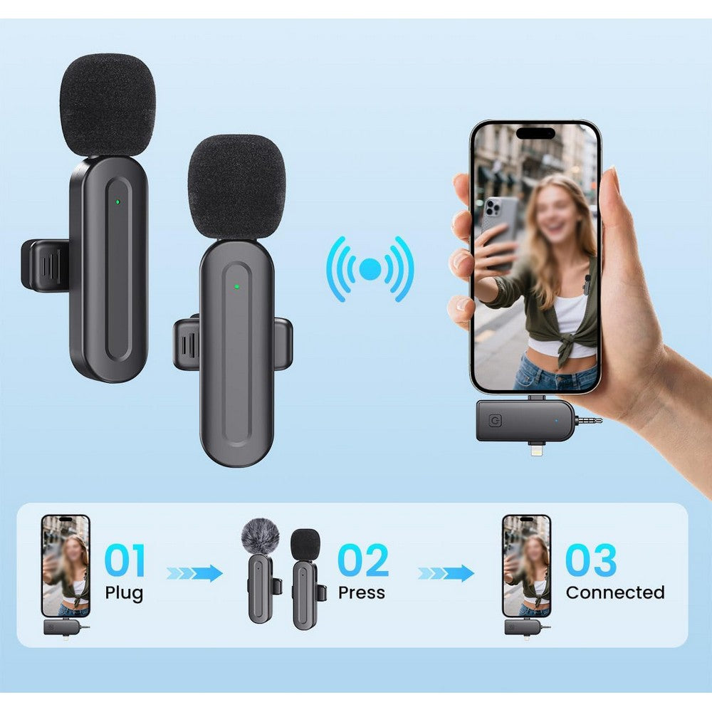 4Pcs Wireless Mini Microphone Lavalier Microphone for iPhone iPad Video Recording