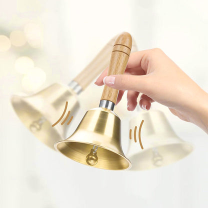Brass Hand Bell with Wooden Handle Clear Ringing for Dinner Classroom Wedding  Service Use