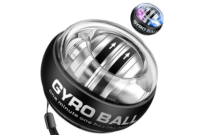 6 Color LED Gyroscope Wrist Exercise Ball Strength Trainer Muscle Training-Black