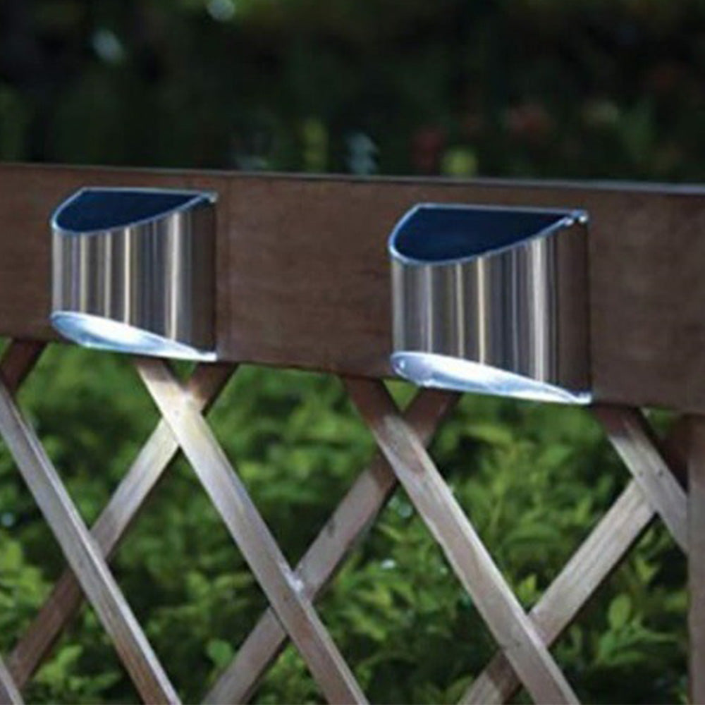 4Pcs Solar Wall Lamp Stainless Steel  Landscape Decorative Lights White