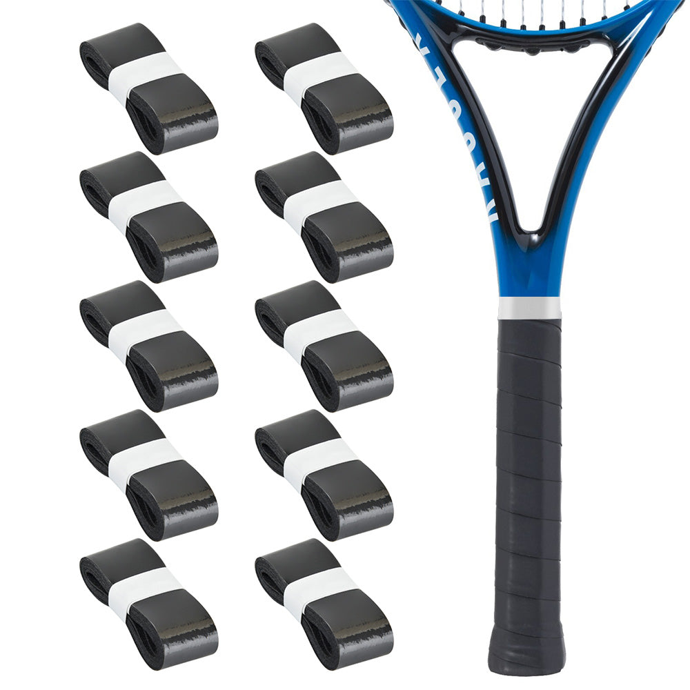 10Pcs Tennis Racket Grip Tapes PU Anti-Slip Overgrip Badminton Pickleball-Black