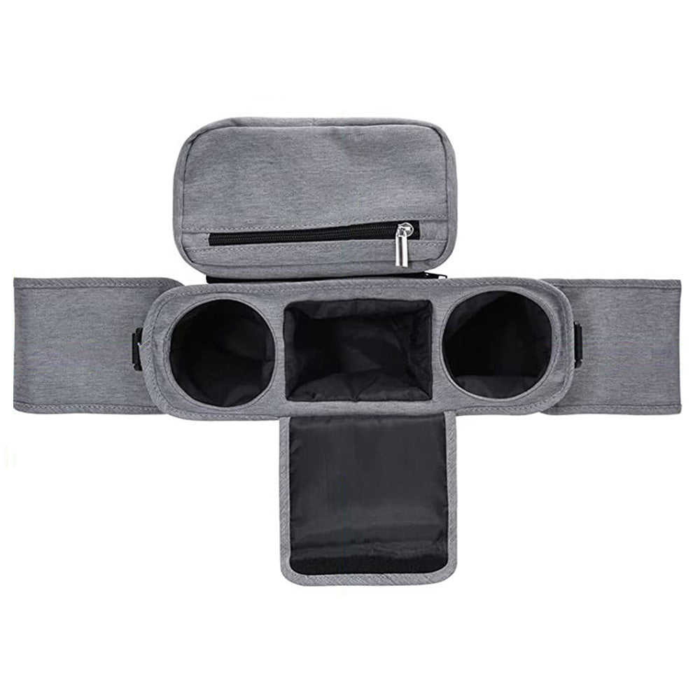 Universal Stroller Organizer with Cup Holder Travel Essential Caddy with Shoulder Strap Grey