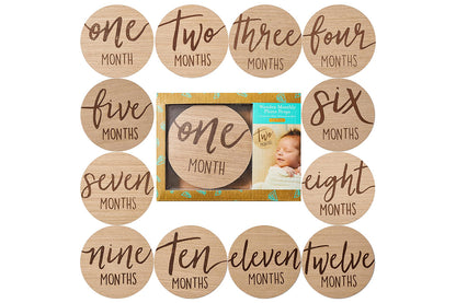 12Pcs 10CM Wooden Milestone Cards For Kids Announcement And Milestone
