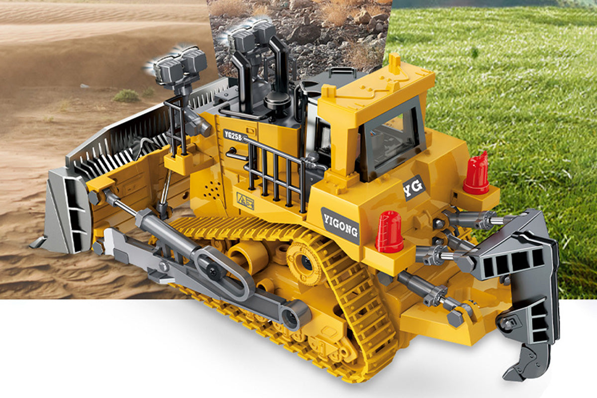 9 Channel 2.4GHz RC Bulldozer Toy Track Type Tractor Toys With Lights And Sound Construction Play Toys