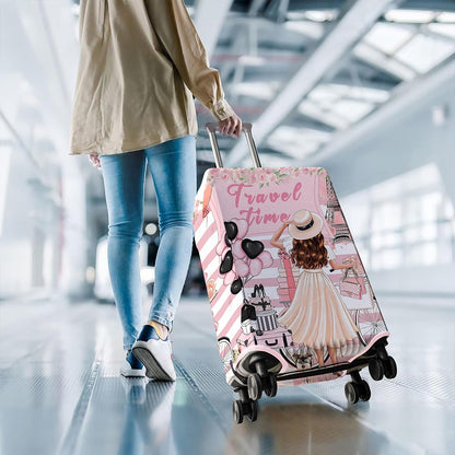 Stretch Luggage Cover for Suitcase Elastic Washable Suitcase Covers-Eiffel Tower Girl